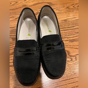 Waldlaufer suede and patent leather loafers